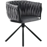 Sedia da Pranzo in tessuto effetto velluto Girevole a 360° e Imbottite, Design Ergonomico e Struttura in Metallo, Grigio(m-2)