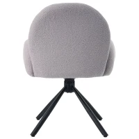 Silla de Comedor Giratoria Acolchada en Tela Sherpa con Brazos Diseño Moderno Gris(m-7)
