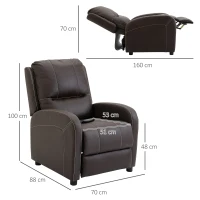 HOMCOM Massagesessel TV-Sessel elektrisch Relaxsessel Wohnzimmersessel 165°-Neigung PU Metall dunkelbraun 70 x 88 x 100 cm(m-3)