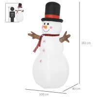 HOMCOM kerst opblaasbare sneeuwpop 1,82 m kerstdecoratie weerbestendig LED's polyester 100 x 80 x 182 cm(m-3)
