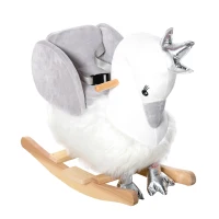 HOMCOM Cavallo a Dondolo per Bambini a Forma di Cigno, Dondolo Giocattolo Cavalcabile per Bambini 18-36 Mesi (Max 40kg), in Legno di Pioppo e Peluche, Bianco e Grigio(m-10)
