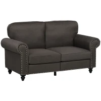 HOMCOM Two-Seater Mid-Century Sofa, with Pocket Springs - Dark Brown(m-1)