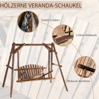 Outsunny Hollywoodschaukel Schaukelbank Outdoor-Schaukel Hängebank 2-Sitzer Holz-Gartenschaukel Massivholz Braun 187 x 137 x 167 cm(m-4)
