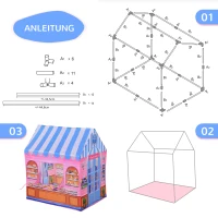 HOMCOM Spielzelt für Kinder Kinderspielhaus mit Bonbonhausmuster Kinderspielzelt ab 3 Jahren Spielhaus für innen und außen Rollenspiel Geschenk für Kinder 93 x 69 x 103 cm(m-4)