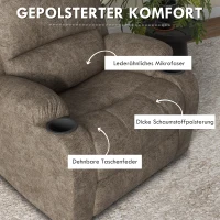 HOMCOM Relaxstoel met voetensteun en ligfunctie, inclusief bekerhouder, tv-stoel, 87 cm x 95 cm x 102 cm, Donkerbruin(m-7)