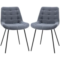HOMCOM zestaw 2 krzeseł do jadalni, krzeseł kuchennych, krzeseł tapicerowanych z oparciem, aksamit(m-10)