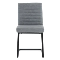 Juego de 2 Sillas de Comedor Modernas con Asiento Acolchado Patas Metálicas en Zigzag de Cuero Sintético Gris Claro(m-9)