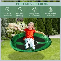 HOMCOM Nestschaukel für Kinder, Kinderschaukel, Outdoor, Grün + Schwarz(m-4)