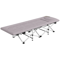 Outsunny Veldbed, Campingbed, opvouwbaar, zacht, tot 200 kg, roestvrij stalen frame, 185x65x37cm, Grijs