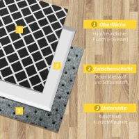 HOMCOM Teppich mit Rautenmuster, Vliesunterlage, 230 cm x 160 cm x 0,7 -0,8 cm, Schwarz + Weiß(m-5)