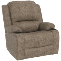 HOMCOM Relaxstoel met voetensteun en ligfunctie, inclusief bekerhouder, tv-stoel, 87 cm x 95 cm x 102 cm, Donkerbruin(m-11)