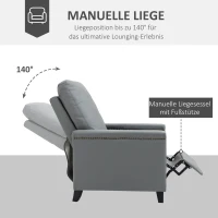 HOMCOM Relaxsessel Liegesessel TV Sessel  Einzelsofa 140° neigbar Fernsehsessel Kunstleder Metall Grau 70,5 x 86 x 99 cm(m-5)