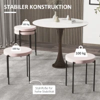 HOMCOM 4er-Set Hocker, Esszimmerhocker, Samtoptik, Rosa + Schwarz(m-4)