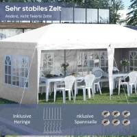 Outsunny Opvouwbare paviljoen, feesttent, 4 grote ramen, afneembare zijwanden, metalen frame, 5,85 x 2,95 x 2,7 m, wit(m-5)