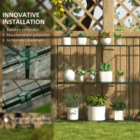 Outsunny Drielaagse Bloemenstandaard, Plantenrek voor Kassen, Schuren, Garages, 222x30x114 cm, Donkergroen(m-4)