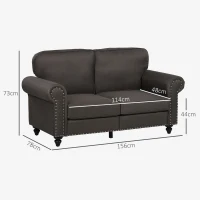 HOMCOM Two-Seater Mid-Century Sofa, with Pocket Springs - Dark Brown(m-3)