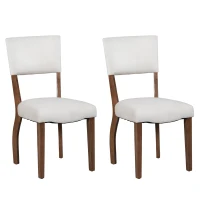 Set di 2 Sedie da Pranzo Moderne in tessuto effetto velluto Imbottite, con Schienale e Gambe in legno, Bianco(m-2)