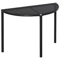 Outsunny balkontafel tuintafel tuintafel halfrond poly-rotan + metaal zwart 100 x 50 x 74 cm
