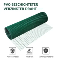 PawHut Siatka Ogrodzeniowa Ochronna PCV Cynkowana do Woliery, Ogrodzenia Ciemnozielona W0,9xL30 m(m-7)