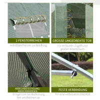 Outsunny Foliengewächshaus 4 x 3 x 2 m Tunnel Gewächshaus Treibhaus Pflanzenhaus Folienzelt 2 Fenster Gitterfolie Regale Wetterbeständig Grün(m-6)