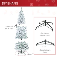 HOMCOM künstlicher Weihnachtsbaum mit LED-Leuchten Christbaum Tannenbaum PVC Metall Grün+Weiß Ø60 x 180 cm(m-6)