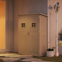 Outsunny Casetta da Giardino Legno con Porta Doppia, Mensole e Finestre, 127.5x50x164cm(m-10)