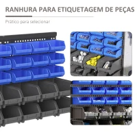 DURHAND Organizador de Ferragens para Parede com 30 Caixas de 2 Tamanhos Diferentes 63x18x37,5 cm Azul e Cinza(m-6)