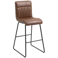 HOMCOM Barhocker Barstuhl mit Rückenlehne Esszimmerstuhl PU-Kunstleder Bistrohocker Tresenhocker Metall Braun+Schwarz 54 x 57 x 112 cm(m-1)