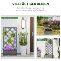 Outsunny  Hochbeet Blumenständer Garten Pflanzkasten mit Rankgitter Holz Rankkasten Grau 60 x 30 x 122,5 cm(m-4)