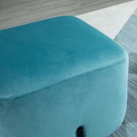 HOMCOM poef voetenbank bekleed polyester staal schuimstof turquoise 44,5 x 44,5 x 41,5 cm(m-7)