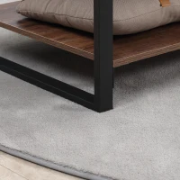 HOMCOM Beistelltisch, Industrial Design, mit unterer Ablage, Stahlrahmen, Holz+Schwarz, 120 x 60 x 45cm(m-7)