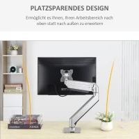 Vinsetto 13-39 Zoll Monitor Halterung Monitorhalter Monitor Tischhalterung Höhenverstellbar Neigbar Schwenkbar drehbar Aluminiumlegierung Silber 60 x 14 x 31-64 cm(m-7)