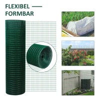 PawHut Siatka Ogrodzeniowa Ochronna PCV Cynkowana do Woliery, Ogrodzenia Ciemnozielona W0,9xL30 m(m-5)