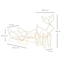Outsunny Rentier-Motivleuchte Weihnachtsdekoraton, LED-Lichter, 103 cm x 21,5 cm x 44 cm, Weiß(m-3)