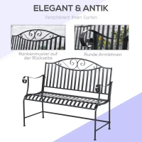 Outsunny tuinbank 2-zits met armleuningen voor tuinbalkon grijs(m-5)