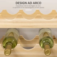 HOMCOM Scaffale Portabottiglie in Legno di Abete, Cantinetta Portabottiglie con 6 Ripiani per 72 Bottiglie e Peso Massimo 100 kg, 114x28x85 cm, Legno Naturale(m-6)