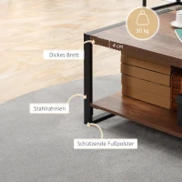 HOMCOM Beistelltisch, Industrial Design, mit unterer Ablage, Stahlrahmen, Holz+Schwarz, 120 x 60 x 45cm(m-6)