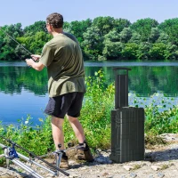 Outsunny Wertsachenkoffer mit Rollen und 2 Griffen, wasserdicht, mit Luftventil, 56 cm x 42 cm x 21 cm, Schwarz(m-2)