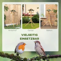 PawHut Vogelhaus, Futterhaus mit Ständer, herausnehmbare Futterschale, 77 cm x 77 cm x 126 cm, Gelb + Grün(m-7)