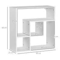 HOMCOM Wandregal, schwebendes Regal, Bücherregal, 60 x 25 x 60 cm, Weiß(m-3)