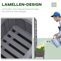 Outsunny  Hochbeet Blumenständer Garten Pflanzkasten mit Rankgitter Holz Rankkasten Grau 60 x 30 x 122,5 cm(m-6)