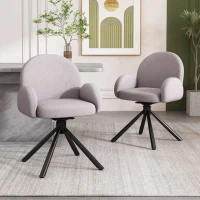 Juego de 2 Sillas de Comedor Modernas en Tela Efecto Terciopelo con Brazos y Función Giratoria Gris(m-2)