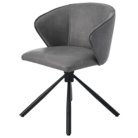 Set di 2 Sedie da Pranzo Moderne e Semplici in finta pelle, Girevoli, Montaggio Rapido, Grigio(m-6)