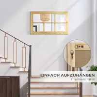 HOMCOM Spiegel in Fensteroptik 101,6 cm x 60,9 cm x 2 cm MDF-Holz Tannenholz Spiegelglas(m-6)
