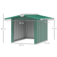 Outsunny Mähroboter Garage aus verzinkte Stahl Überdachung mit Satteldach, wetterfest Garage für Rasenmäher Unterstand Rasenroboter Carport, 88 x 87 x 60 cm Dunkelgrün(m-3)