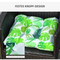 Outsunny 2er-Set Sitzkissen Stuhlkissen Sitzauflage Gartenstuhlkissen leicht zu reinigen Grün gestreift 50L x 45B x 8T cm(m-5)