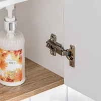 kleankin Badspiegel Badezimmerschrank Spiegelschrank Wandschrank mit 3 Ablagen Schminkschrank Spanplatte Weiß 60 x 20,5 x 75 cm(m-7)