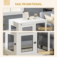 PawHut Hundebox, inkl. weicher Matte, 2 Türen, 2 Türen, verriegelbar, Stahl, Weiß, 94 x 60 x 71,5 cm(m-6)