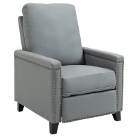 HOMCOM Relaxsessel Liegesessel TV Sessel  Einzelsofa 140° neigbar Fernsehsessel Kunstleder Metall Grau 70,5 x 86 x 99 cm(m-10)