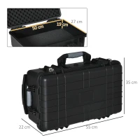 Outsunny Wertsachenkoffer mit Rollen und 2 Griffen, wasserdicht, mit Luftventil, 56 cm x 42 cm x 21 cm, Schwarz(m-3)
